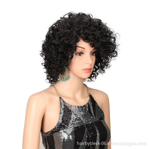 MAGIC Short Curly Wigs 10 Inch For Black Women Synthetic wholesale None Lace Wigs Ombre Curly Synthetic Wig Heat Resistant Hair